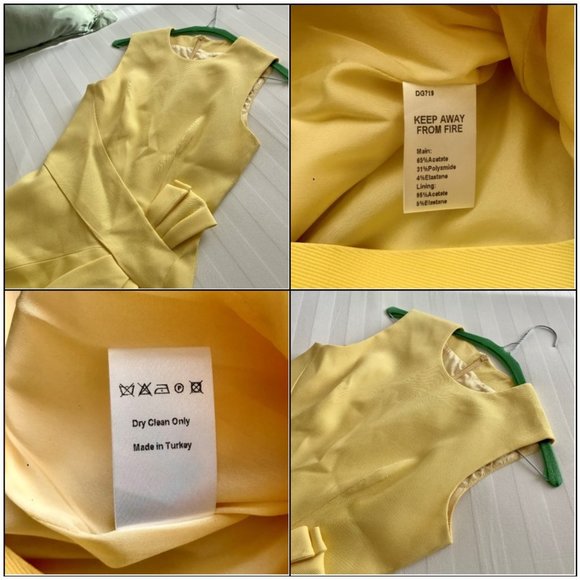 *NWT* Karen Millen Yellow Italian Stretch Escaping Bow Ribbed Dress (US Size 4) - Picture 16 of 16
